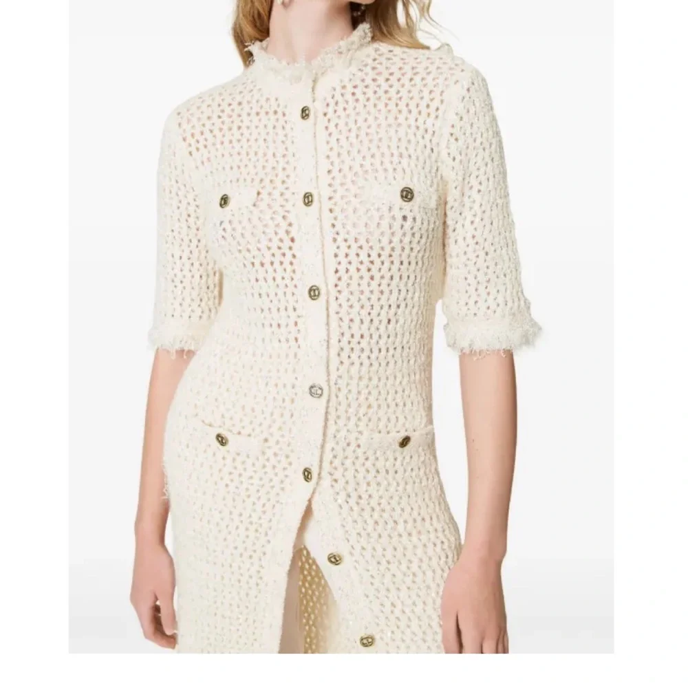 Twinset Cream Textured Cardigan - Picture 5 of 7